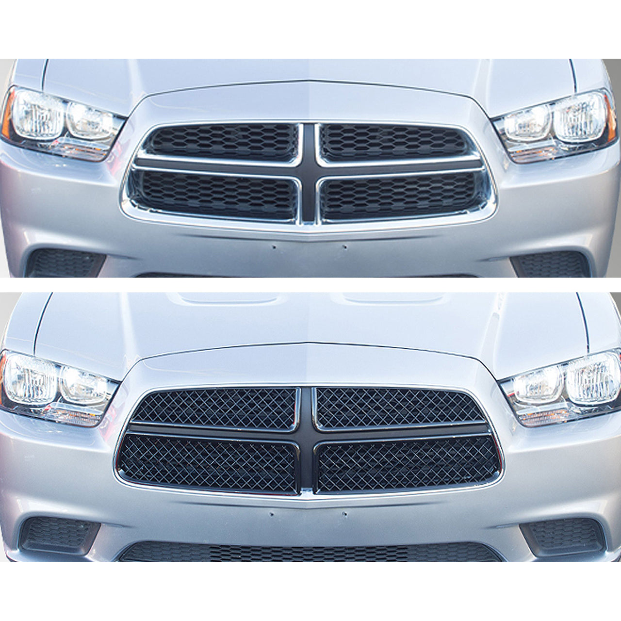 Trim Illusion - Mesh Gloss Black Tape-on Patented Grille Overlay 11-14 Dodge Charger SE/SXT 4 PCS