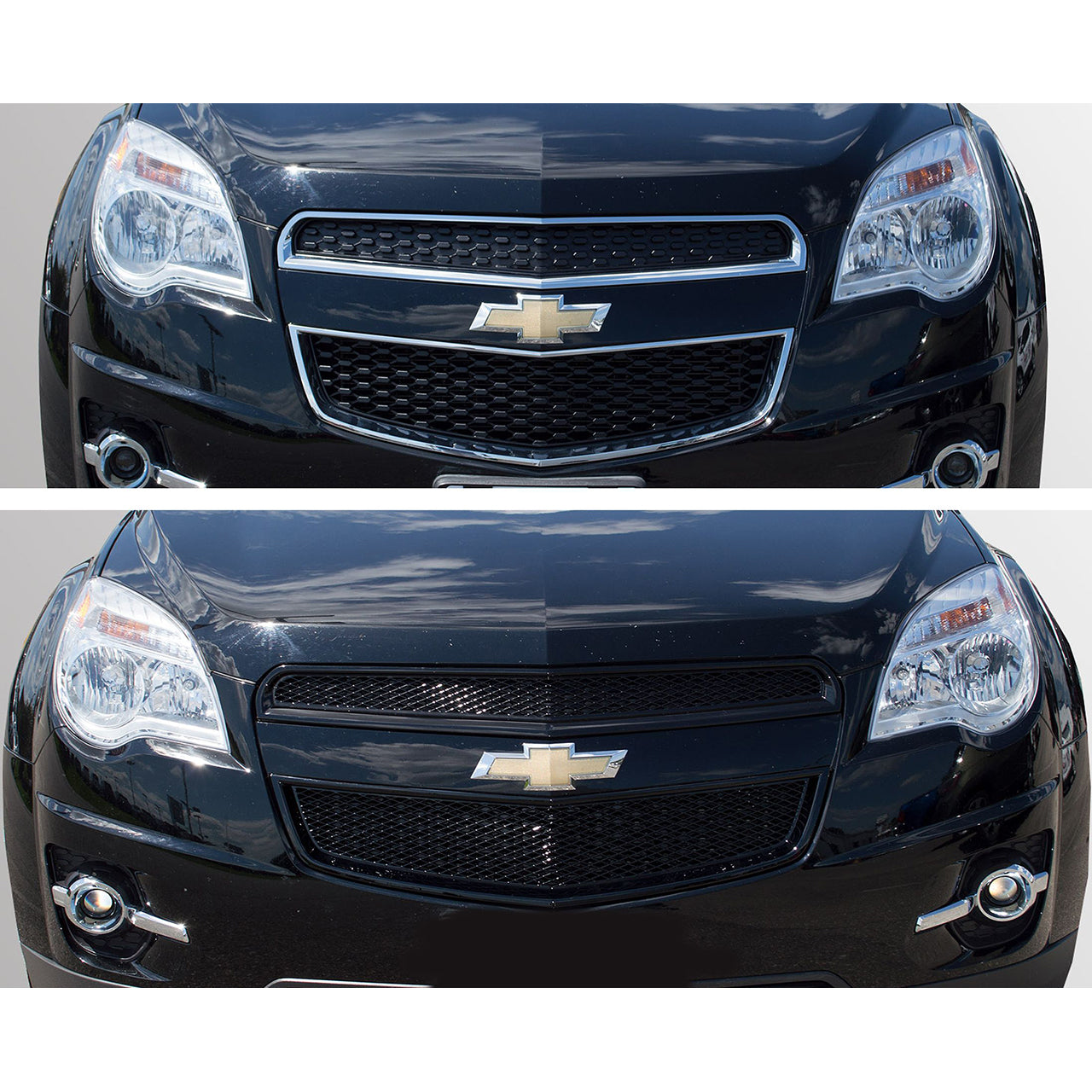 Trim Illusion - Mesh Gloss Black Tape-on Patented Grille Overlay 10-15 Chevrolet Equinox L/LS/LT/LTZ 2 PCS