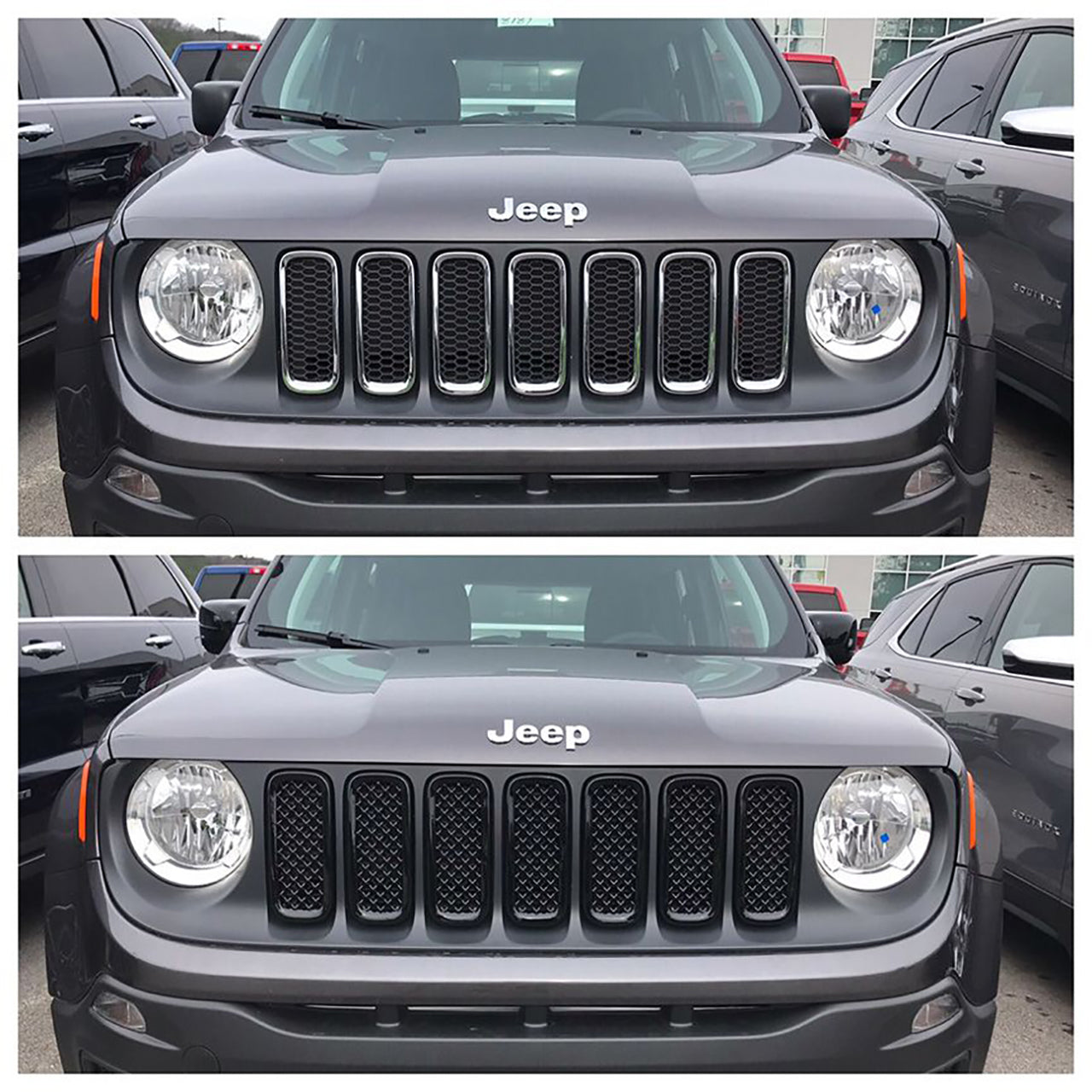 Trim Illusion - Gloss Black Tape-on Patented Grille Overlay 15-19 Jeep Renegade Sport/Limited/Latitude 7 PCS