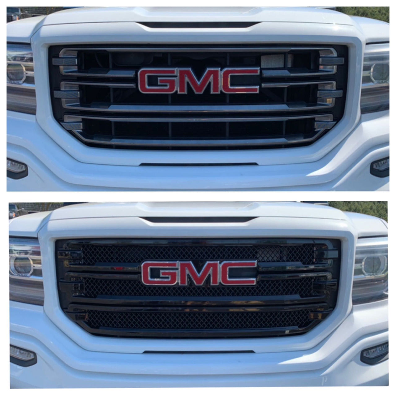 Trim Illusion - Gloss Black Tape-on Patented Grille Overlay 16-18 GMC Sierra 1500 SLT 3 PCS