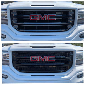 Trim Illusion - Gloss Black Tape-on Patented Grille Overlay 16-18 GMC Sierra 1500 SLT 3 PCS