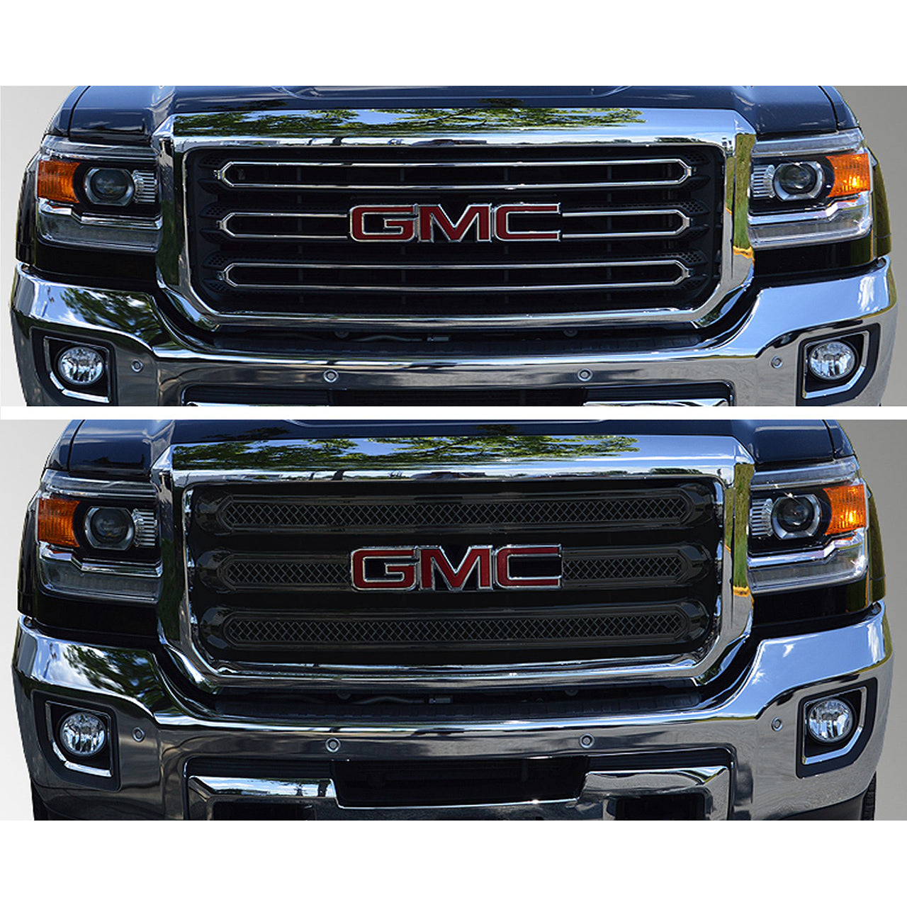 Trim Illusion - Gloss Black Tape-on Patented Grille Overlay 15-18 GMC Sierra 2500 HD/Sierra 3500 HD SLE/SLT 3 PCS