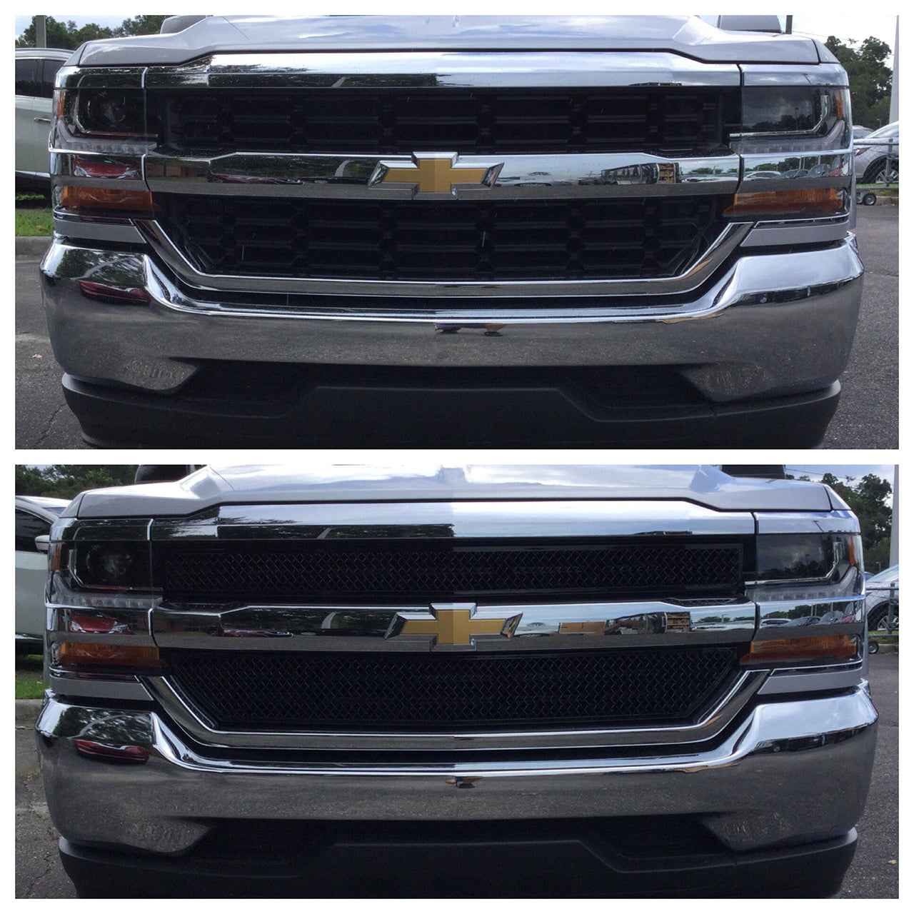 Trim Illusion - Mesh Gloss Black Tape-on Patented Grille Overlay 16-18 Chevrolet Silverado 1500 LS/LT 2 PCS