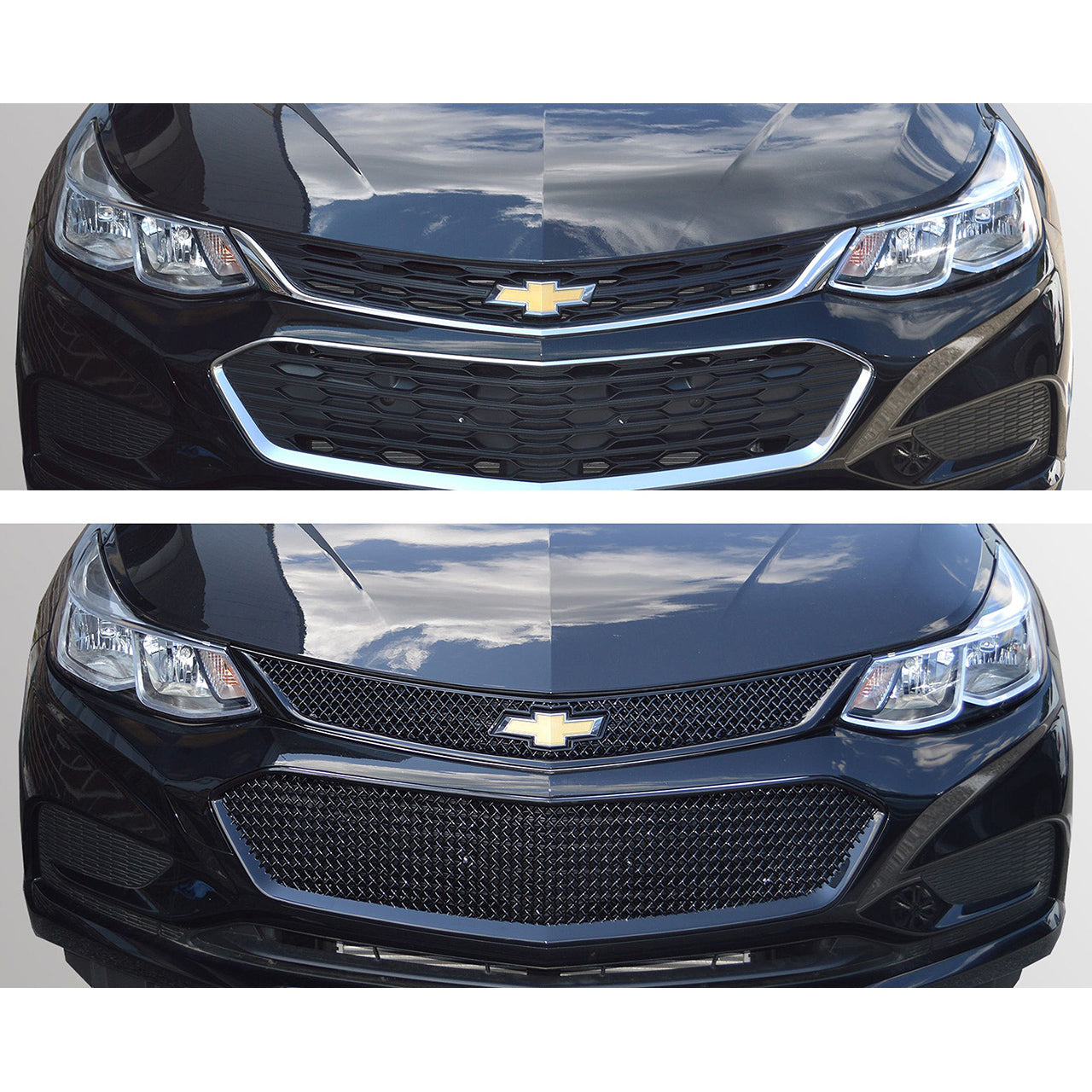 Trim Illusion - Gloss Black Tape-on Patented Grille Overlay 16-18 Chevrolet Cruze LATE MODEL 2016 2 PCS
