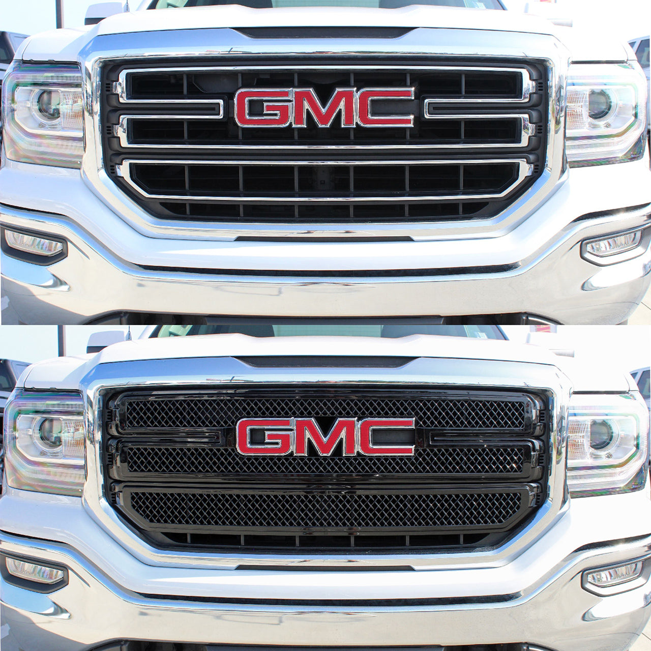 Trim Illusion - Gloss Black Tape-on Patented Grille Overlay 16-18 GMC Sierra 1500 Base/SLE 2 PCS