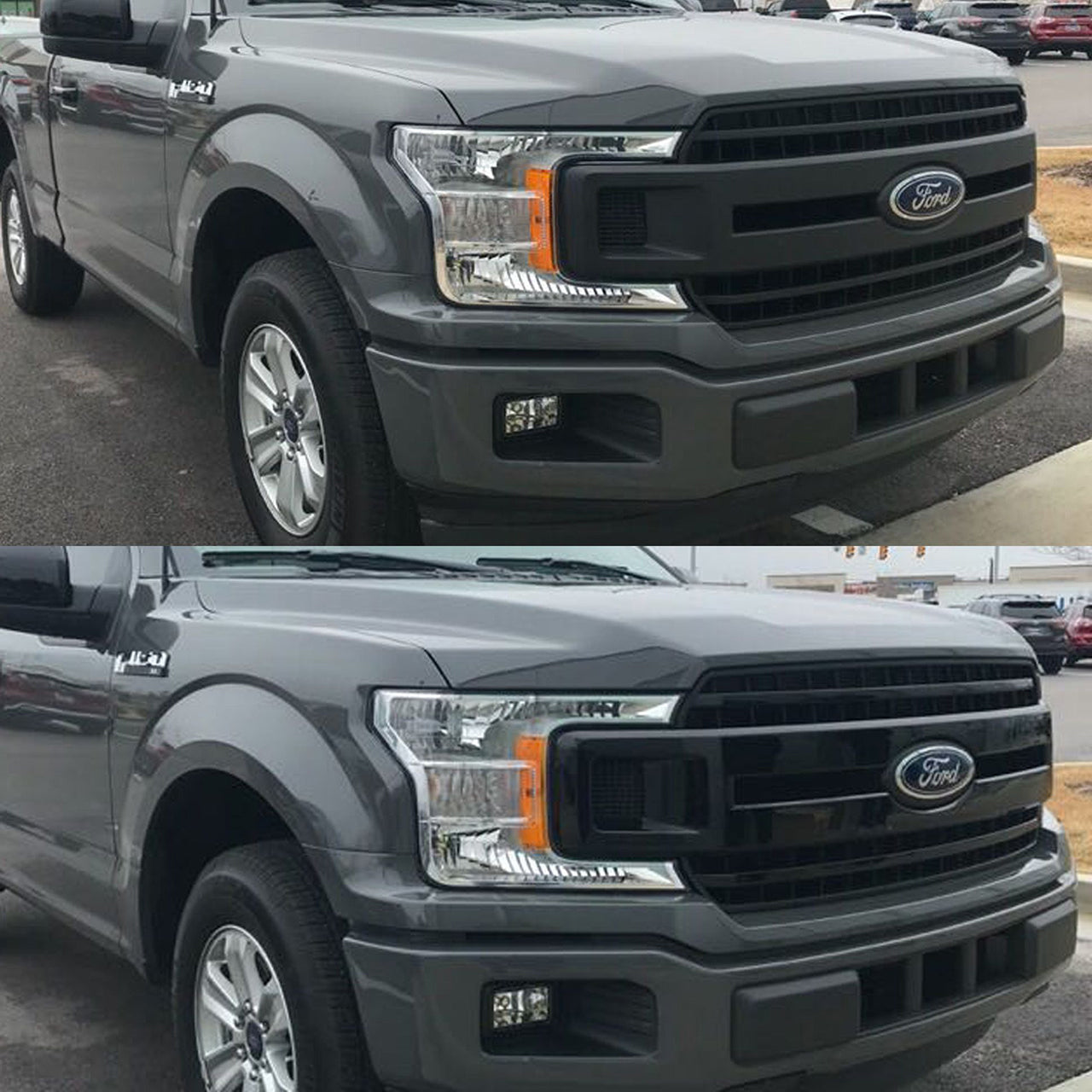 Trim Illusion - Gloss Black Tape-on Patented Grille Overlay 18-20 Ford F-150 Only fits XL un-painted grill 3 PCS