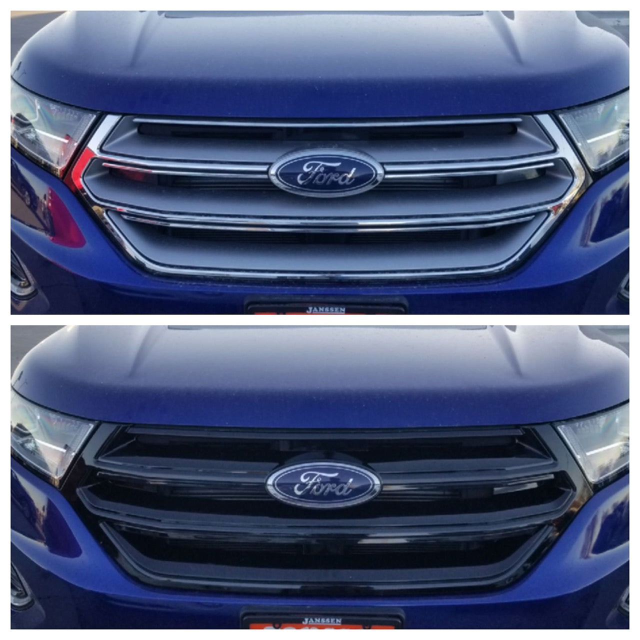 Trim Illusion - Gloss Black Tape-on Patented Grille Overlay 15-18 Ford Edge Does not fit grille with Camera 1 PC