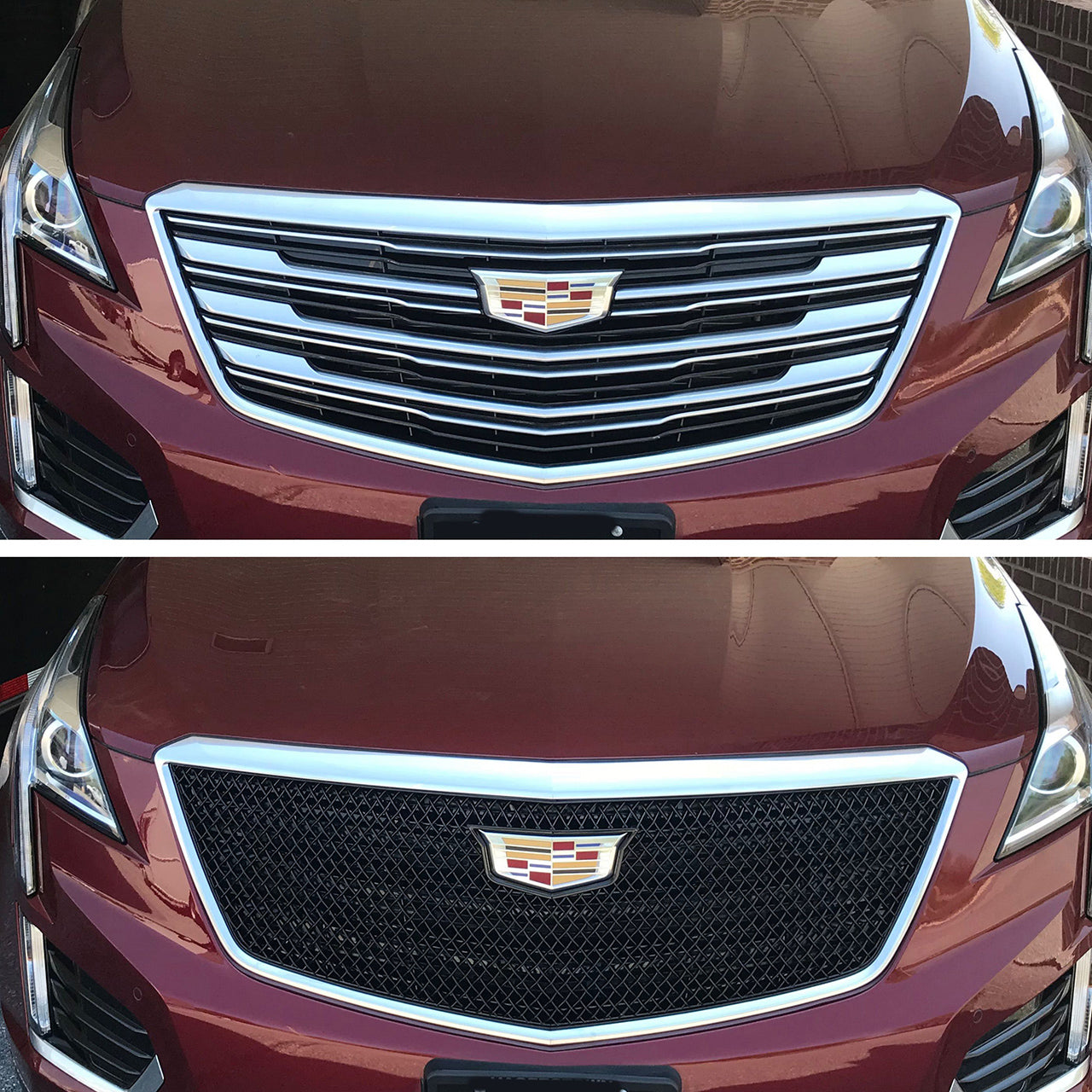 Trim Illusion - Gloss Black Tape-on Patented Grille Overlay 17-19 Cadillac XT5 Does not fit grille with Camera 1 PC