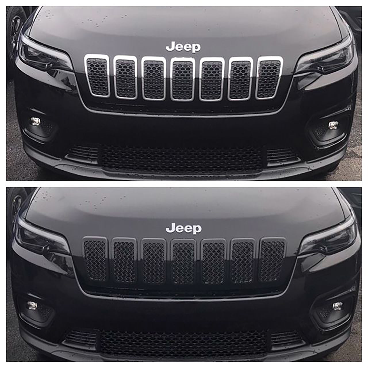 Trim Illusion -  Gloss Black Tape-on Patented Grille Overlay 19-23 Jeep Cherokee 7 PCS