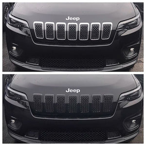 Trim Illusion -  Gloss Black Tape-on Patented Grille Overlay 19-23 Jeep Cherokee 7 PCS