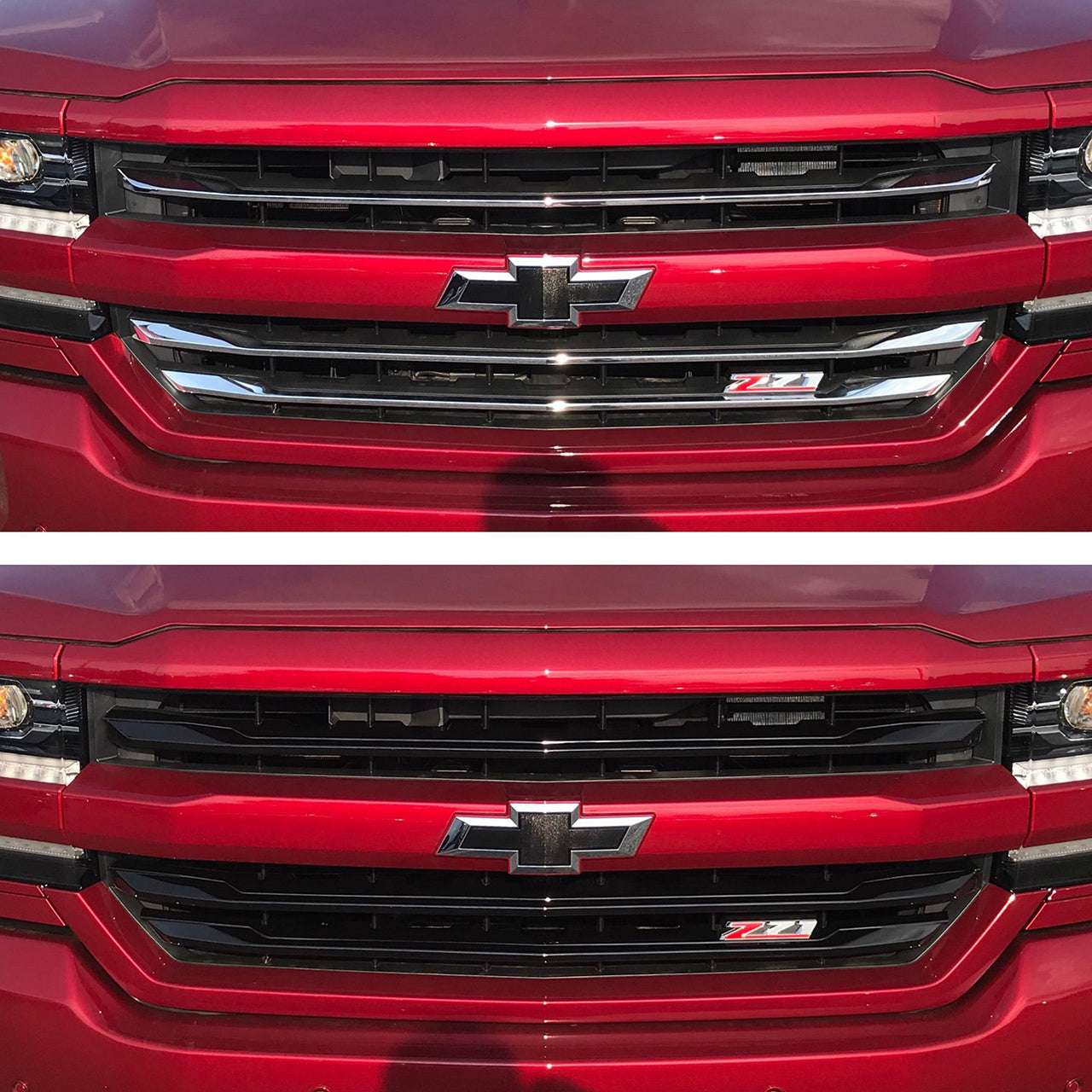 Trim Illusion - Gloss Black Tape-on Patented Grille Overlay 16-18 Chevrolet Silverado 1500 Z71 3 PCS