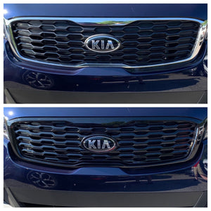Trim Illusion - Gloss Black Tape-on Patented Grille Overlay 19-20 Kia Sorento Fits LX/EX Only Does not fit grille with Camera 1 PC