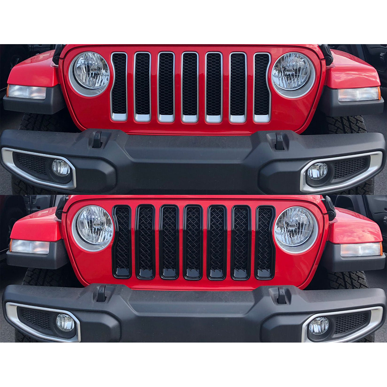 Trim Illusion - Gloss Black Tape-on Patented Grille Overlay 18-23 Jeep Wrangler Sahara/Rubicon 7 PCS