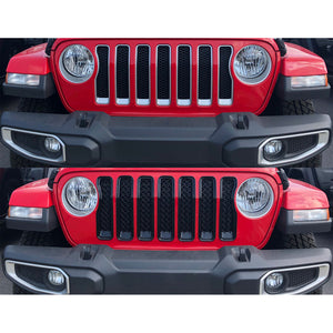 Trim Illusion - Gloss Black Tape-on Patented Grille Overlay 18-23 Jeep Wrangler Sahara/Rubicon 7 PCS