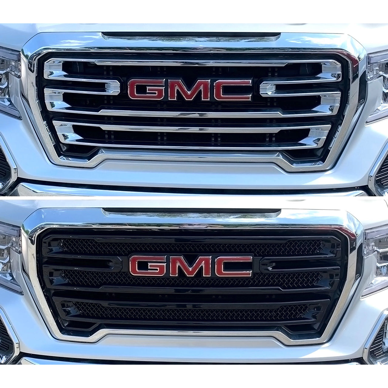 Trim Illusion - Gloss Black Tape-on Patented Grille Overlay 19-21 GMC Sierra 1500 AT4/SLT 2 PCS