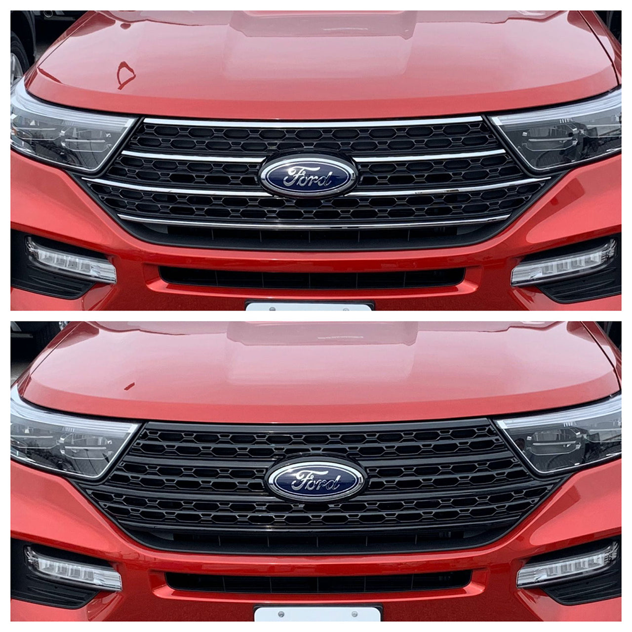 Trim Illusion - Gloss Black Patented Snap-on W/Tape Patented Grille Overlay 20-24 Ford Explorer Base/XLT Does not fit grille with Camera 1 PC