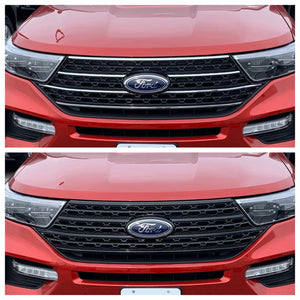 Trim Illusion - Gloss Black Patented Snap-on W/Tape Patented Grille Overlay 20-24 Ford Explorer Base/XLT Does not fit grille with Camera 1 PC