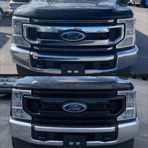 Trim Illusion - Gloss Black Patented Snap-on W/Tape Patented Grille Overlay 20-22 Ford F-250 Super Duty/F-350 Super Duty XLT 3 PCS