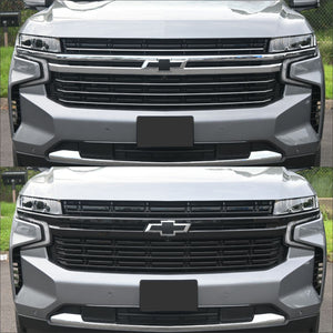 Trim Illusion - Gloss Black Patented Snap-on W/Tape Patented Grille Overlay 21-23 Chevrolet Suburban/Tahoe LT/Premier 4 PCS
