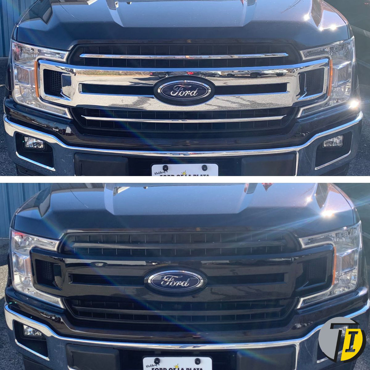 Trim Illusion - Gloss Black Patented Snap-on W/Tape Patented Grille Overlay 18-20 Ford F-150 XLT 3 PCS