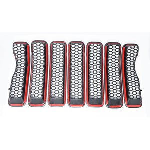 Trim Illusion - Gloss Black Patented Snap-on W/Tape Patented Grille Overlay 18-24 Jeep Wrangler 7 PCS