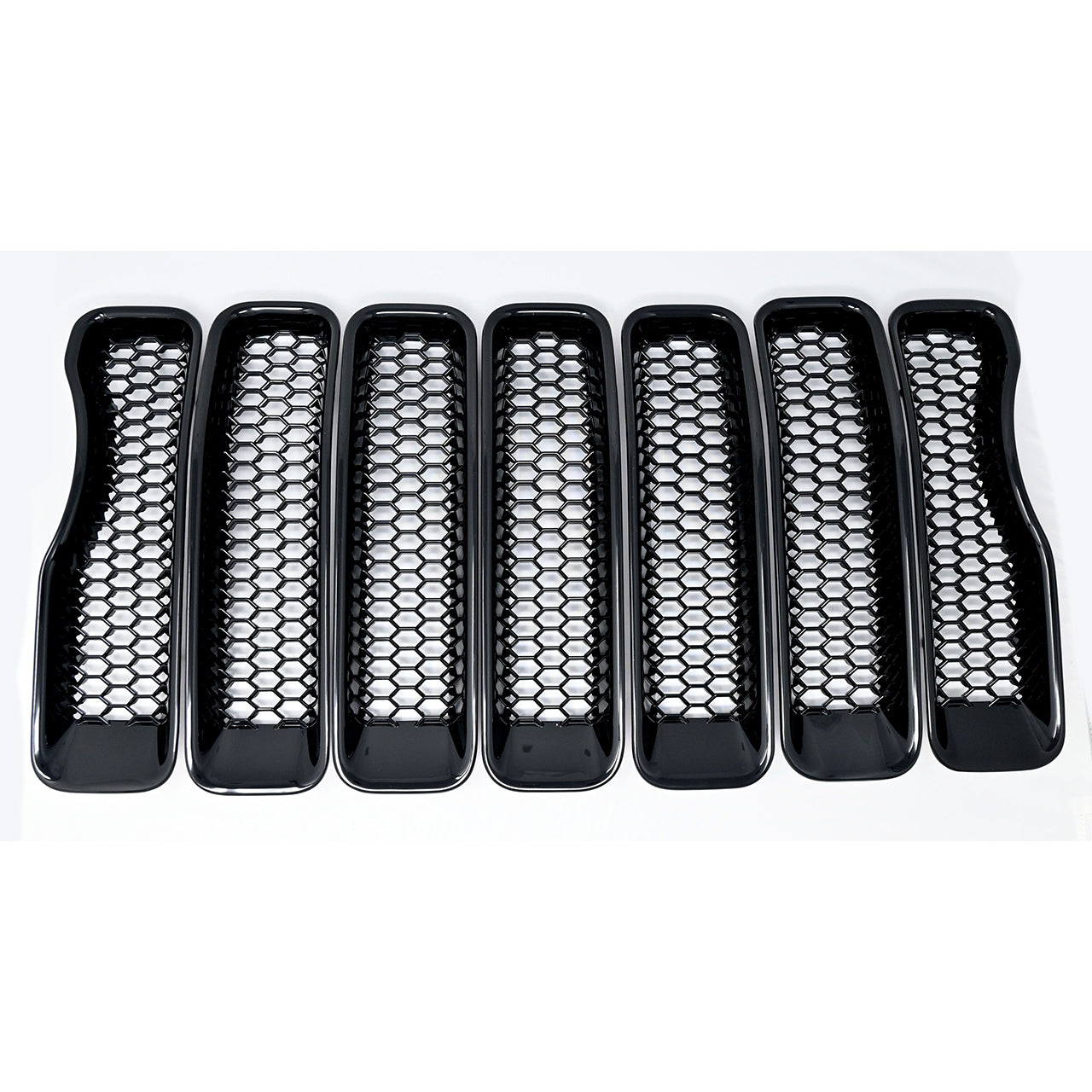Trim Illusion - Gloss Black Patented Snap-on W/Tape Patented Grille Overlay 18-24 Jeep Wrangler 7 PCS