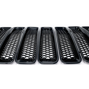 Trim Illusion - Gloss Black Patented Snap-on W/Tape Patented Grille Overlay 18-24 Jeep Wrangler 7 PCS