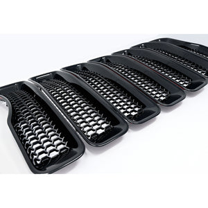 Trim Illusion - Gloss Black Patented Snap-on W/Tape Patented Grille Overlay 18-24 Jeep Wrangler 7 PCS