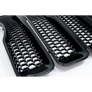 Trim Illusion - Gloss Black Patented Snap-on W/Tape Patented Grille Overlay 18-24 Jeep Wrangler 7 PCS
