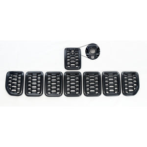 Trim Illusion - Gloss Black Patented Snap-on W/Tape Patented Grille Overlay 21-23 Jeep Grand Cherokee L Fits grille W/ or W/O Camera 8 PCS