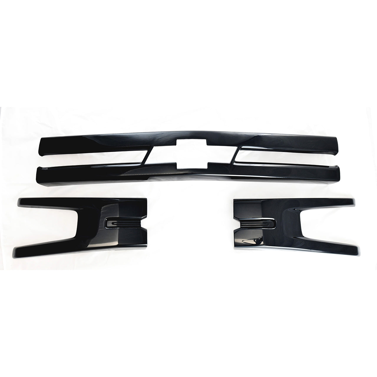 Trim Illusion - Gloss Black Tape-on Patented Grille Overlay 19-21 Chevrolet Silverado 1500 LT/LTZ/RST/LT Trail Boss 3 PCS