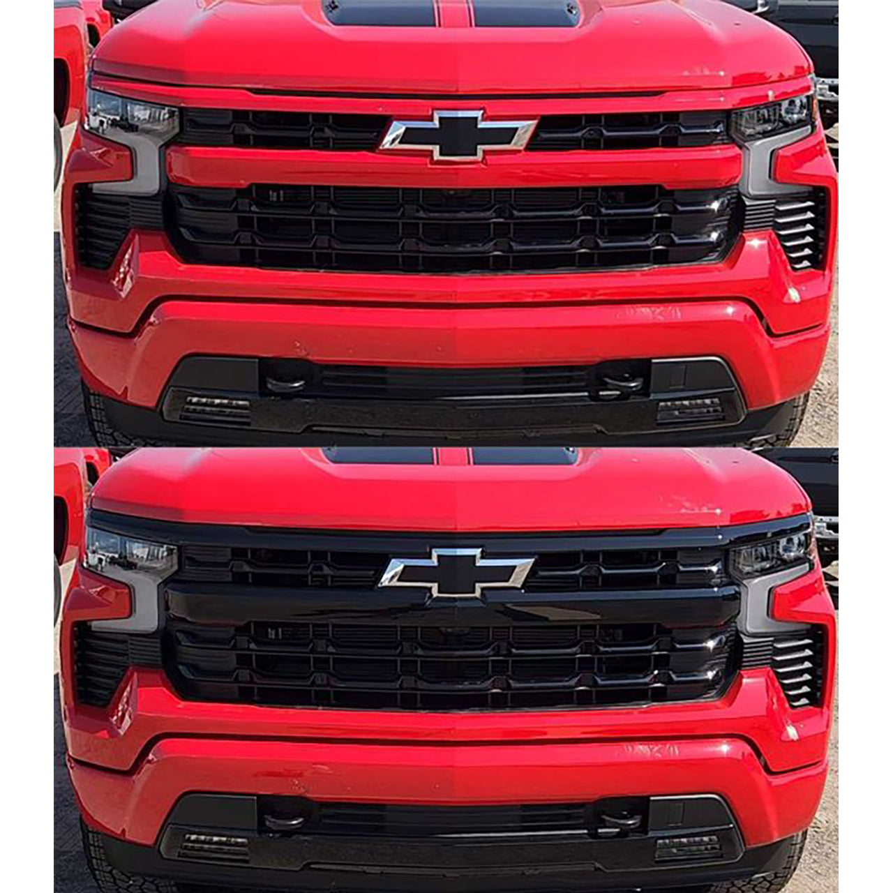 Trim Illusion - Gloss Black Tape-on Patented Grille Overlay 22-24 Chevrolet Silverado 1500 LT/LT Trailboss/LTZ/RST 4 PCS