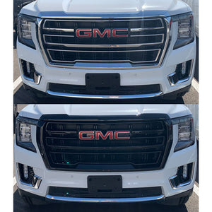 Trim Illusion -  Gloss Black Tape-on Patented Grille Overlay 21-24 GMC Yukon/Yukon XL SLE/SLT/AT4 5 PCS