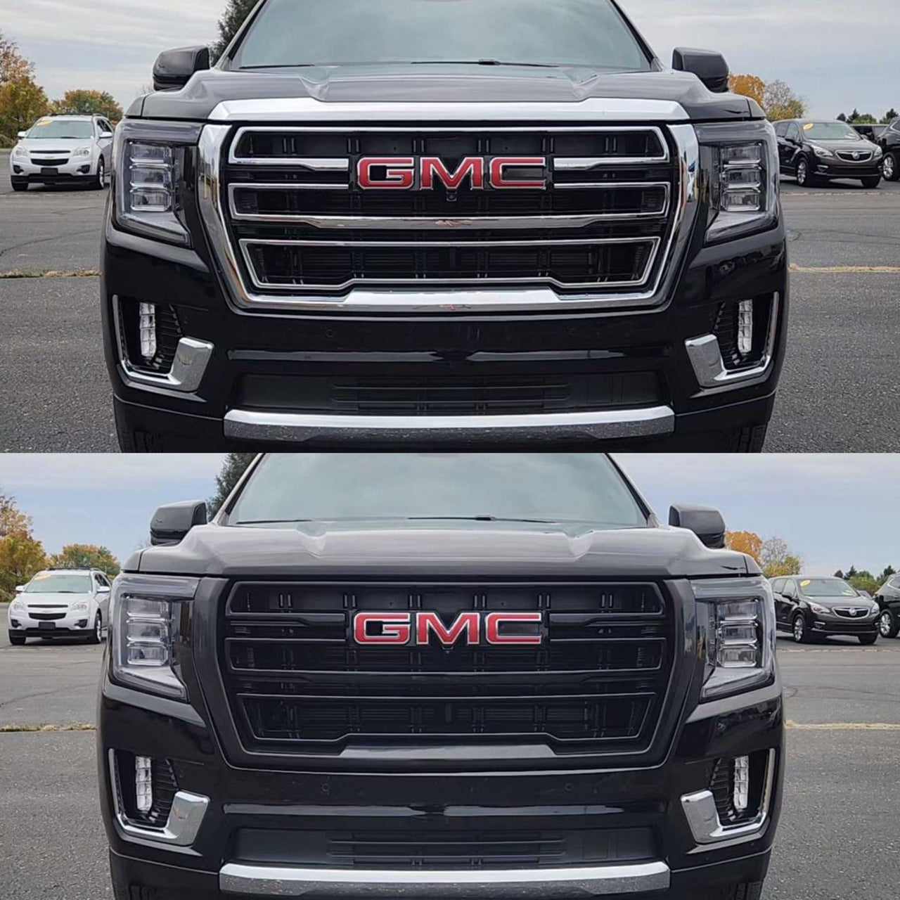 Trim Illusion -  Gloss Black Tape-on Patented Grille Overlay 21-24 GMC Yukon/Yukon XL SLE/SLT/AT4 5 PCS