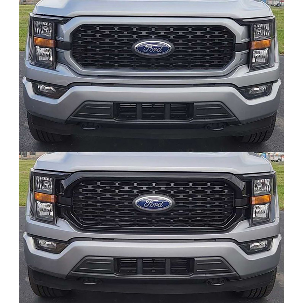 Trim Illusion - Gloss Black Tape-on Patented Grille Overlay 21-23 Ford F-150 Fits STX package only 2 PCS