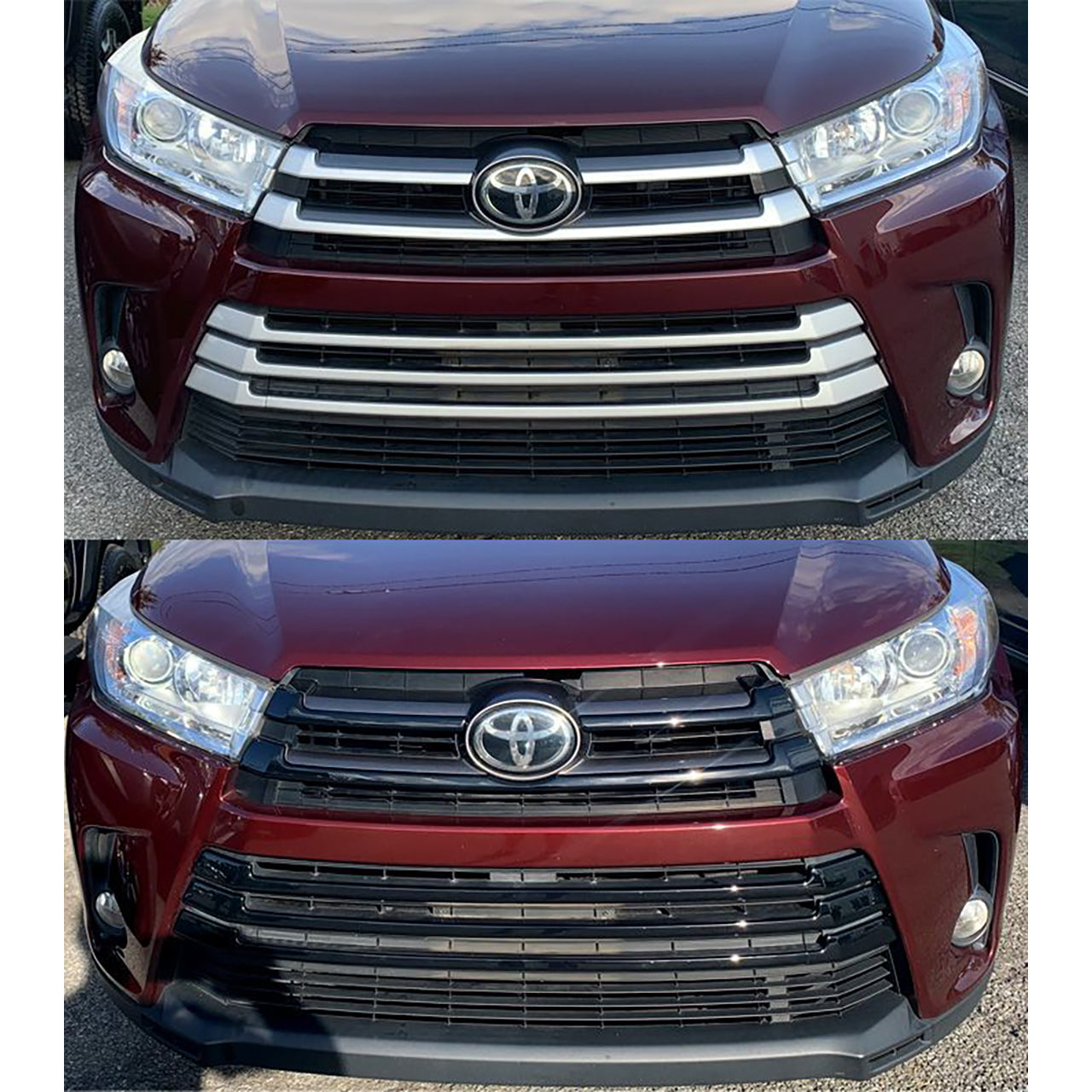 Trim Illusion - Gloss Black Tape-on Patented Grille Overlay 17-19 Toyota Highlander 6 PCS