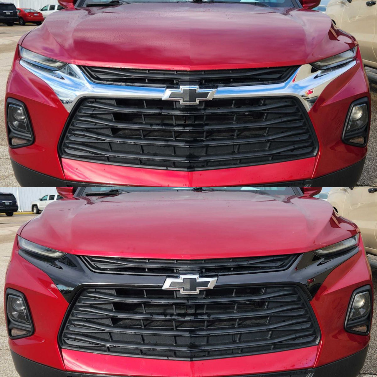 Trim Illusion - Gloss Black Tape-on Patented Grille Overlay 19-22 Chevrolet Blazer 2 PCS