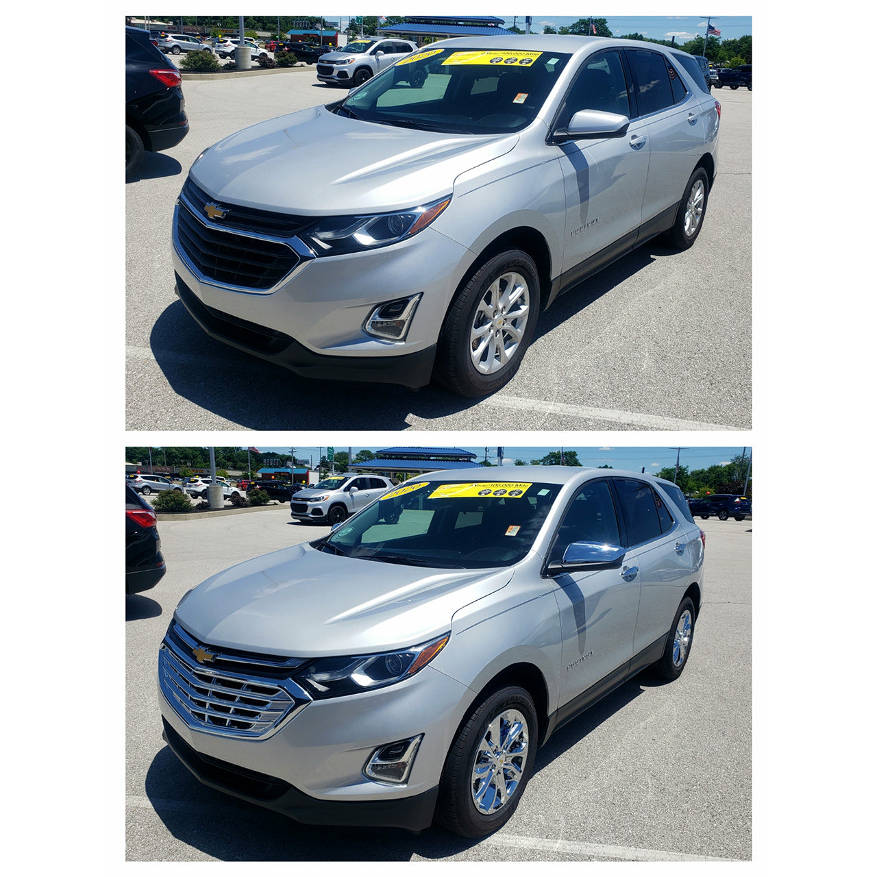 Trim Illusion - Chrome Patented Snap-on W/Tape Patented Grille Overlay 18-21 Chevrolet Equinox L/LS/LT Does not fit grille with Camera 2 PCS