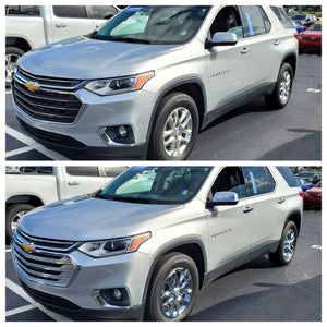 Trim Illusion - Chrome Patented Snap-on W/Tape Patented Grille Overlay 18-21 Chevrolet Traverse Fits grille W/ or W/O Camera 4 PCS