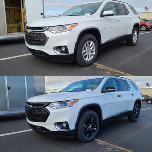 Trim Illusion - Gloss Black Patented Snap-on W/Tape Patented Grille Overlay 18-21 Chevrolet Traverse Fits grille W/ or W/O Camera 4 PCS