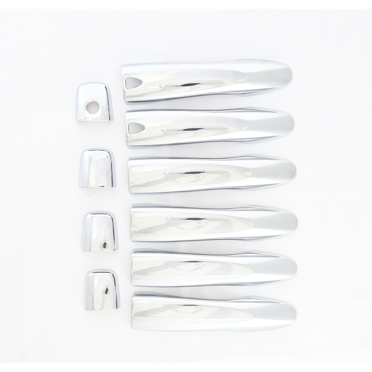 Trim Illusion - Chrome Patented Snap-on W/Tape Patented Door Handle Cover 14-20 Nissan Rogue, 15-23 Nissan Murano, 16-23 Nissan Maxima, 17-22 Nissan Rogue Sport, 18-23 Nissan Kicks, 19-23 Nissan Versa W/ or W/O Smart Key 10 PCS