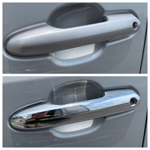 Trim Illusion - Chrome Patented Snap-on W/Tape Patented Door Handle Cover 19-24 Toyota RAV4, 20-24 Toyota Highlander, 2023 Toyota Crown Works over Keyless Sensors 4 PCS