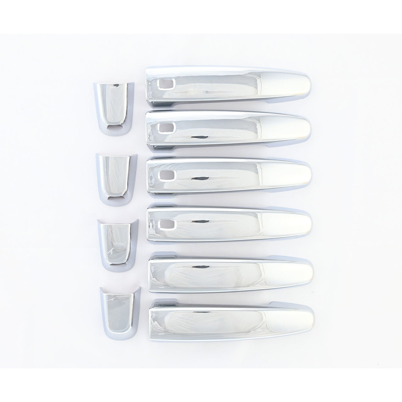 Trim Illusion - Chrome Patented Snap-on W/Tape Patented Door Handle Cover 13-20 Chevrolet Impala, 16-24 Chevrolet Malibu, 18-24 Chevrolet Equinox, 18-23 Chevrolet Traverse, 19-24 Chevrolet Blazer, 17-23 GMC Acadia, 18-24 GMC Terrain W/ Smart Key 10 PCS