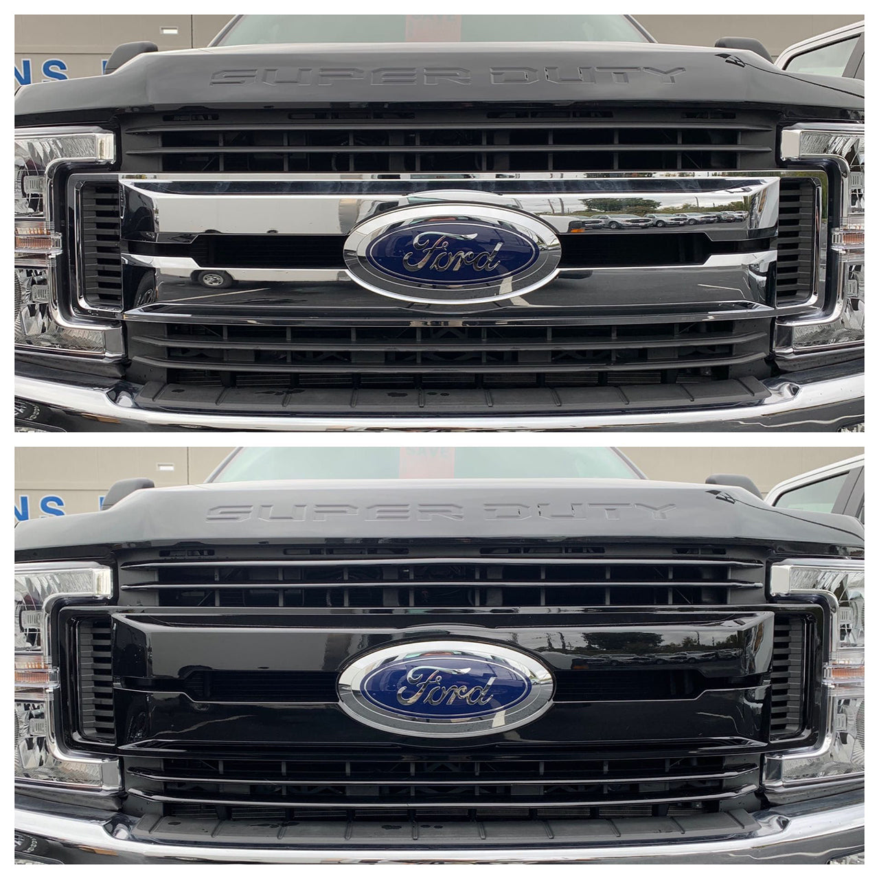 Trim Illusion - Gloss Black Tape-on Patented Grille Overlay 17-19 Ford F-250 Super Duty/F-350 Super Duty XL/XLT ONLY 5 PCS