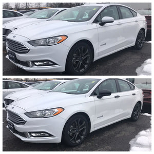 Trim Illusion -  No Turn Signal Top Gloss Black Tape-on Mirror Cover 13-20 Ford Fusion 2 PCS