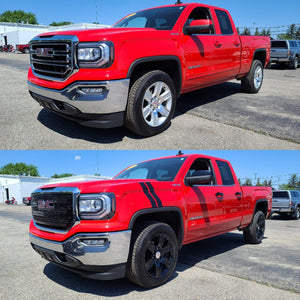 Trim Illusion - Gloss Black Tape-on Patented Grille Overlay 16-18 GMC Sierra 1500 Base/SLE 2 PCS