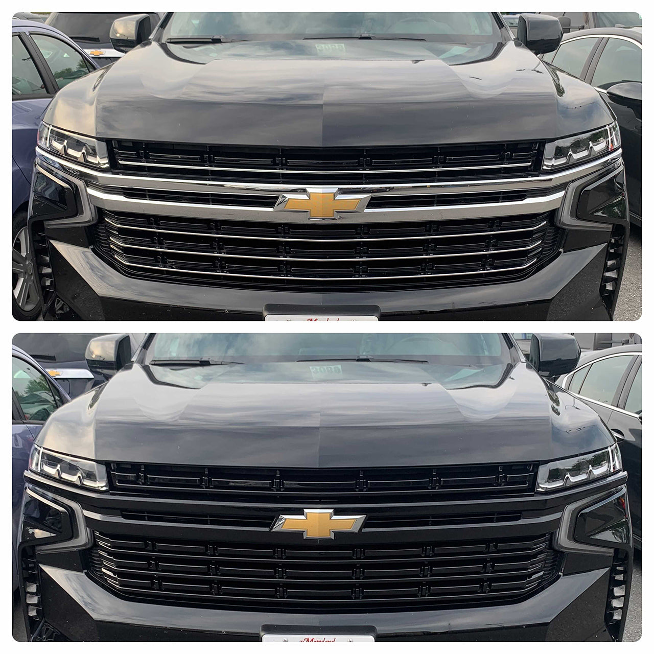 Trim Illusion - Gloss Black Patented Snap-on W/Tape Patented Grille Overlay 21-23 Chevrolet Suburban/Tahoe LT/Premier 4 PCS