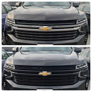 Trim Illusion - Gloss Black Patented Snap-on W/Tape Patented Grille Overlay 21-23 Chevrolet Suburban/Tahoe LT/Premier 4 PCS