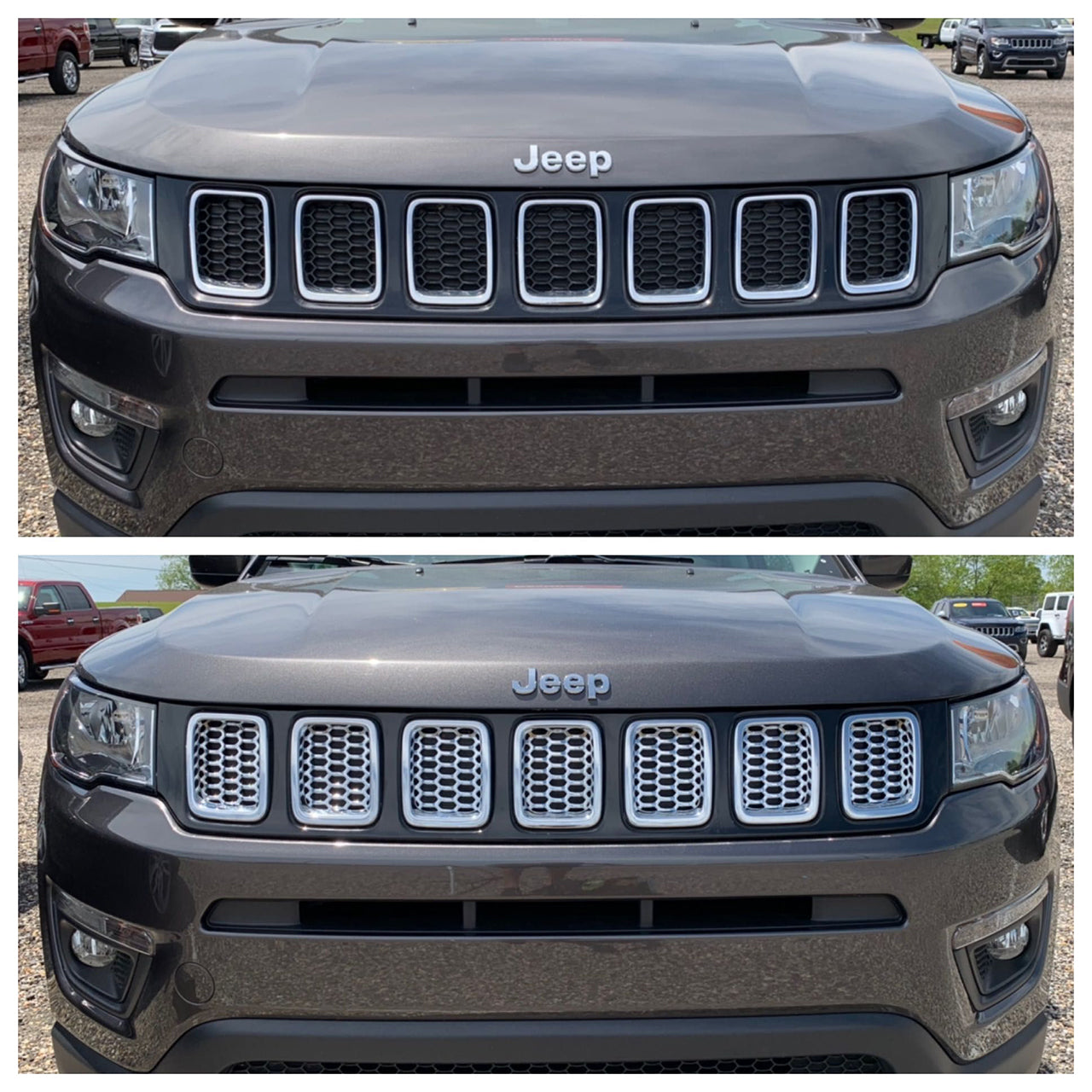 Trim Illusion - Chrome Tape-on Patented Grille Overlay 17-21 Jeep Compass LATE MODEL 17 7 PCS