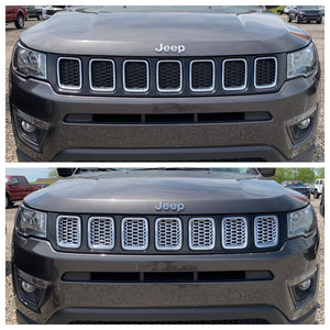 Trim Illusion - Chrome Tape-on Patented Grille Overlay 17-21 Jeep Compass LATE MODEL 17 7 PCS